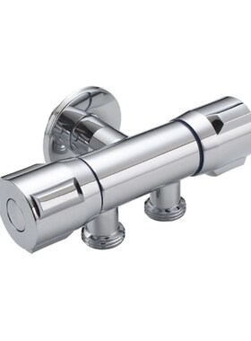 Silvery Copper Double Switch Outlet Angle Valve Toilet Bide