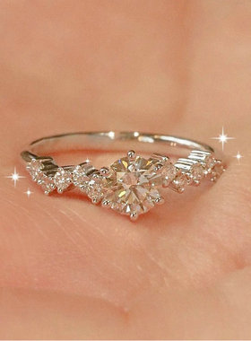 母亲节正品D色莫桑石钻戒河南人造钻石仿真开口求婚结婚戒指女友