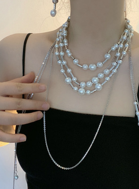 法国CapinKofin复古串珠竹节多层珍珠流苏项链女高级感简约轻奢