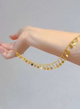 法国capinkofin古法色圆珠片项链女轻奢小众设计高级感流苏锁骨