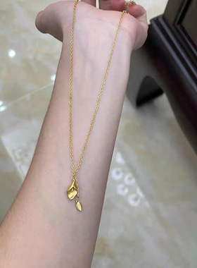 法国capinkofin新款色马蹄莲花朵流苏项链女温柔百搭复古精致