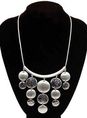 法国CapinKofin高级感银色圆形钱币流苏项链轻奢欧美个性蛇骨