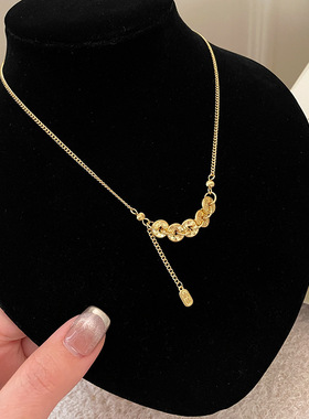 法国capinkofin年新款新中式碎冰冰五帝钱项链女轻奢小众高级