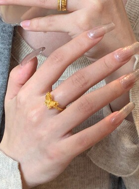 法国CapinKofin新款爆闪麻花双层蝴蝶精致戒指女轻奢气质时尚