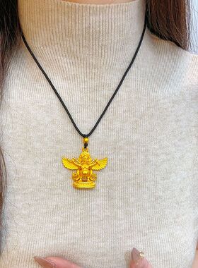 法国capinkofin古法色大鹏金翅鸟吊坠项链女大鹏展翅毛衣链复古