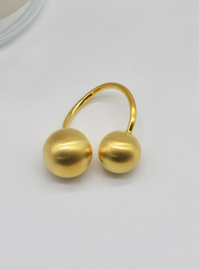 法国CapinKofin欧美时尚小众设计拉丝圆球戒指轻奢质感金属磨砂