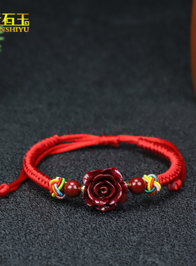 朱砂金刚手绳手链手工婴儿红绳桃木手串宝宝手串脚链小孩平安