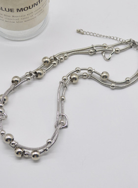 法国CapinKofin小众设计感项链双层链条圆珠拼接爱心叠戴颈