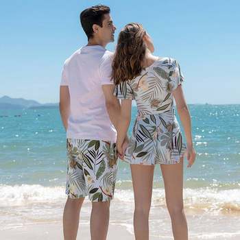 Couple Swimsuit 2022 New Women's One-piece Skirt Style Slim Belly Covering Vacation Swimsuit Men's Beach Pants Beach Honeymoon