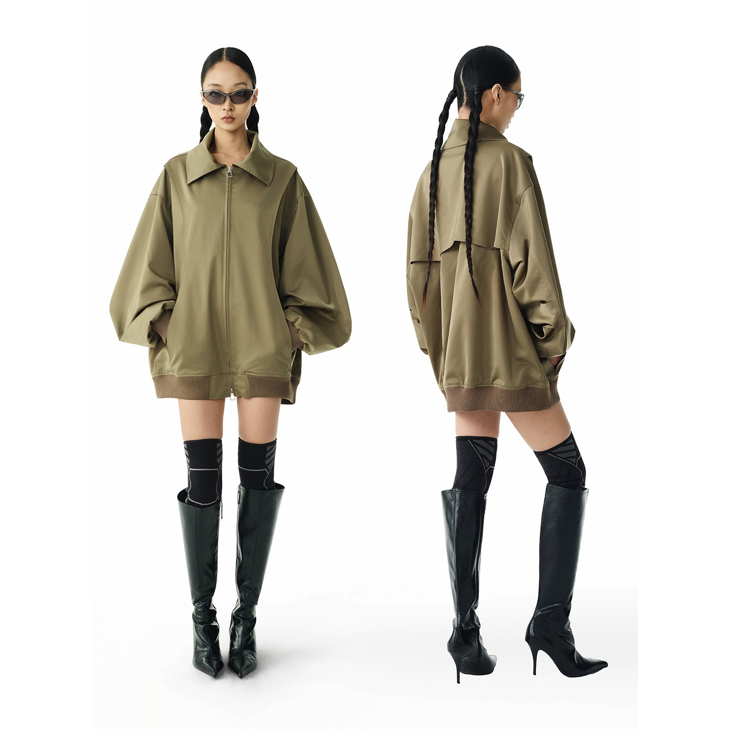 Found Object 原创设计缎光结构感冲锋夹克外套 Satin Zip Jacket - 图1