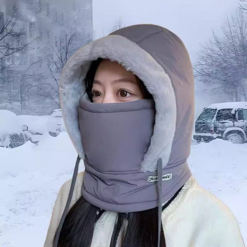 帽子男款冬季加绒加厚雷锋帽保暖东北棉帽防寒骑行面罩围脖一体