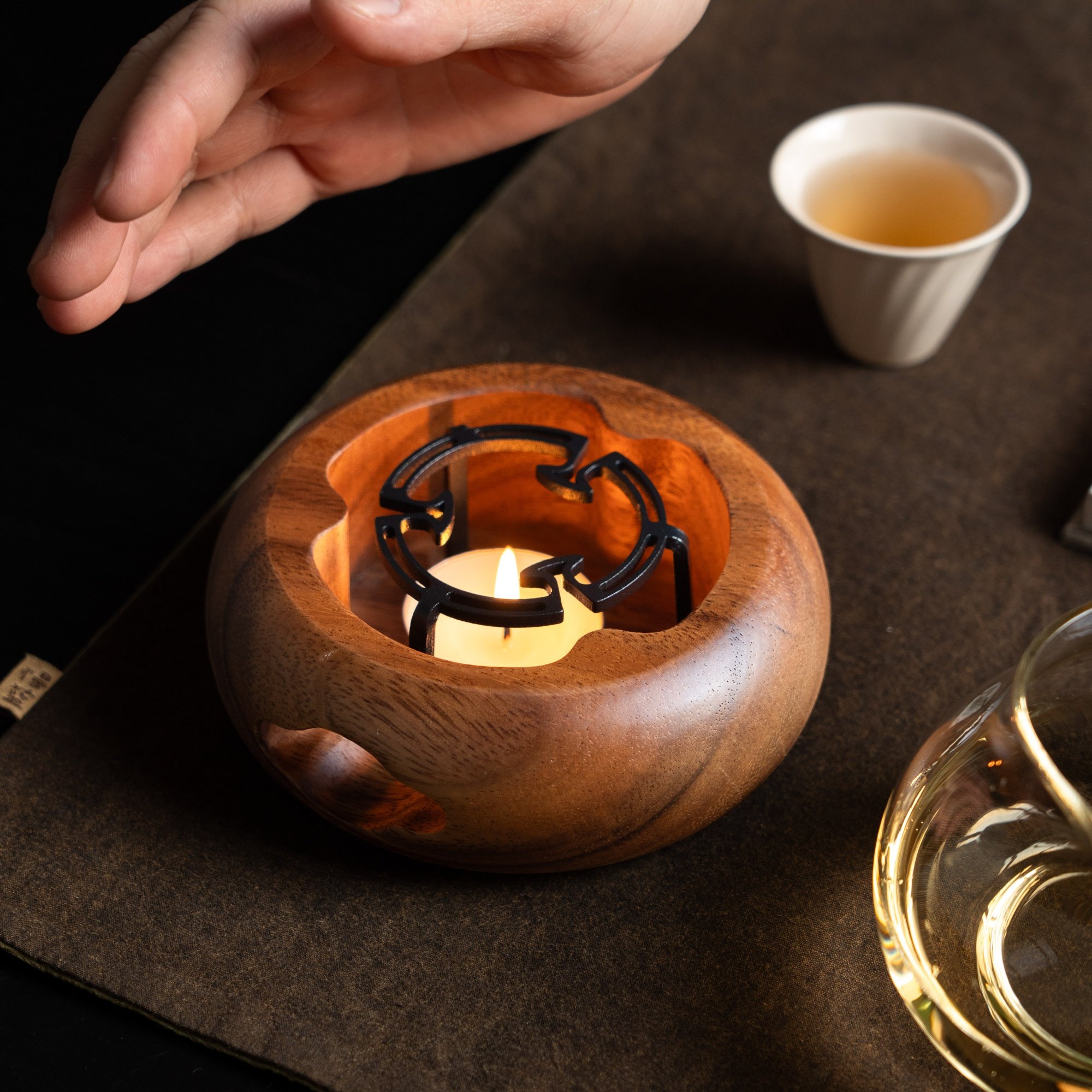 归鸿胡桃木温茶炉蜡烛加热家用室内煮茶器复古茶室围炉暖茶炉底座,淘宝优惠券,粉丝福利购,淘宝优惠卷