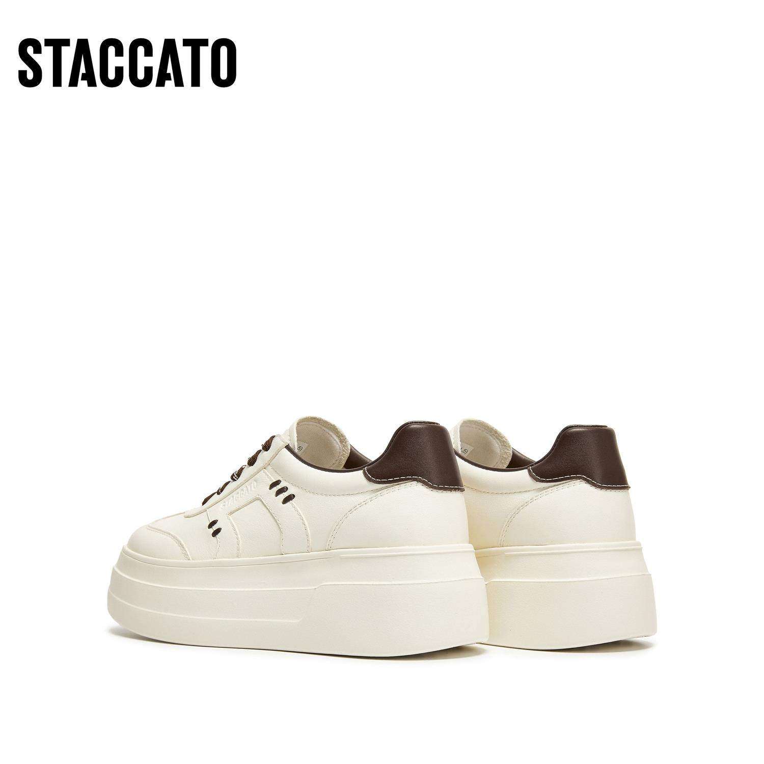 STACCATO2026新款复古德训鞋小白鞋厚底运动休闲鞋女鞋A3836AM6,淘宝优惠券,粉丝福利购,淘宝优惠卷