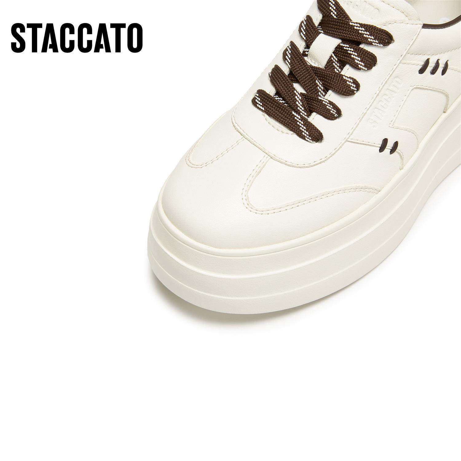 STACCATO2026新款复古德训鞋小白鞋厚底运动休闲鞋女鞋A3836AM6,淘宝优惠券,粉丝福利购,淘宝优惠卷
