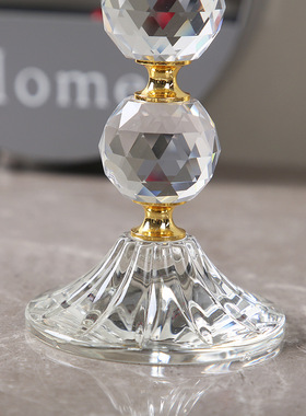 厂家水晶三件套球单头蜡烛杯摆件欧式酒店家居烛台碗创意蜡烛