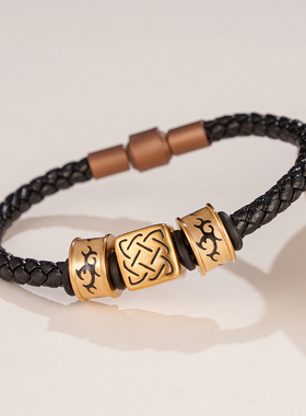 男士大号金色转运珠手链帅气手绳