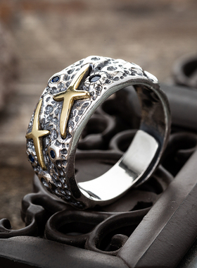 男女情侣纯银星空戒指小众原创