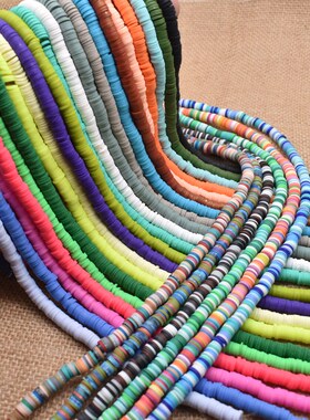 6mm Flat Round Polymer Clay Beads Chip Disk Loose Spacer Han