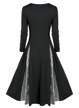 MISSOMO Winter dress Women vestidos Bow Stitch Sequins Lace
