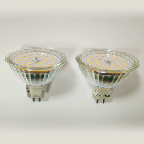 AC/DC12V MR16 GU5.3 4W LED灯泡242835贴片卤素灯玻璃盖灯杯 - 图0