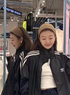 易梦玲同款高颅顶灰色针织发箍女