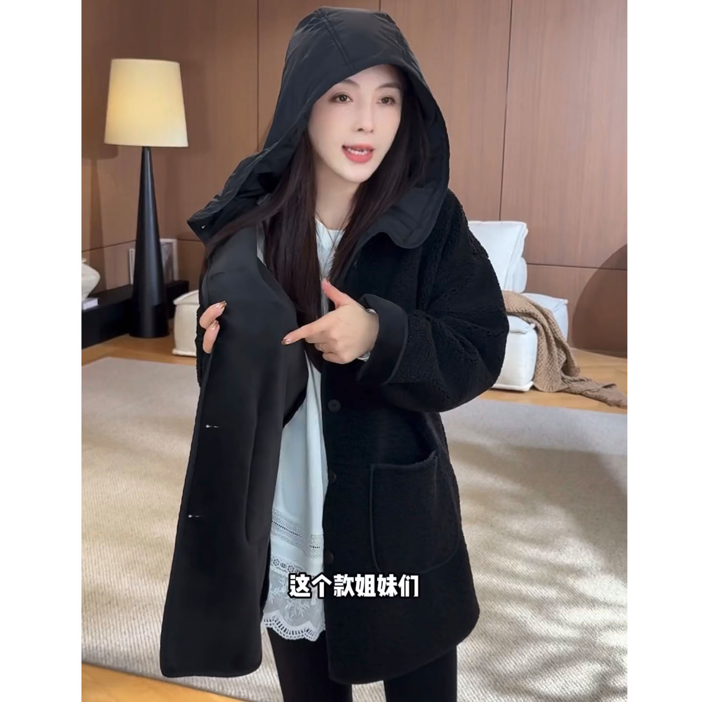 加厚连帽羊羔毛外套女款2025新款爆款韩版皮毛一体中长款冬季大衣 - 图1