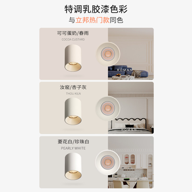 罗曼时光罗莱明装射灯中古风圆形家用柔光洗墙小山丘乳胶漆色筒灯,淘宝优惠券,粉丝福利购,淘宝优惠卷