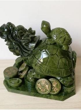 天然南玉地天泰双子龟摆件子母龙头龟中式家居饰品摆设