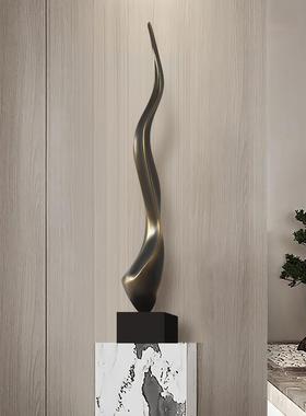 现代简约抽象雕塑客厅玄关落地瘦高款壁龛细长型艺术摆件工艺品