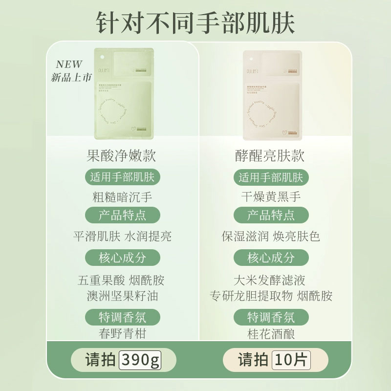 宝玑米果酸手膜10片烟酰胺细嫩双手细纹手套清洁保湿手部护手护理