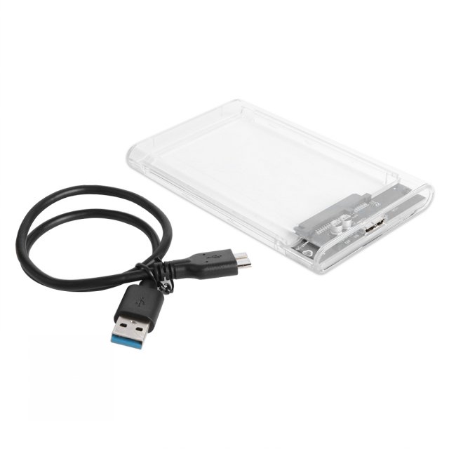 Plastic Transparent HDD SSD Case 2.5 inch SATA 3 to USB Hard-图0