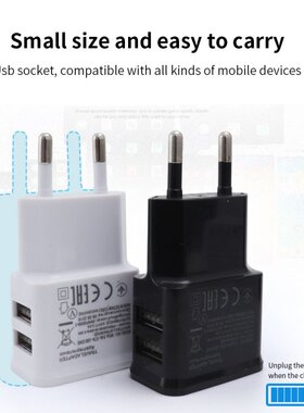 Universal Dual USB Charger 2A Travel EU Plug Adapter portabl