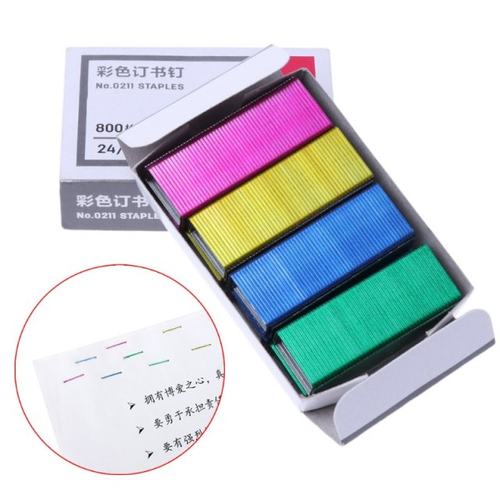 800Pcs/Box 12mm Creative Colorful Metal Staples Office Schoo-图3