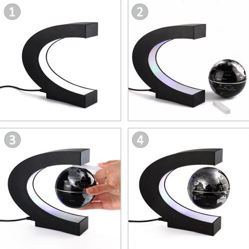 Novelty C Shape LED World Map Floating Globe Magnetic Levita - 图1