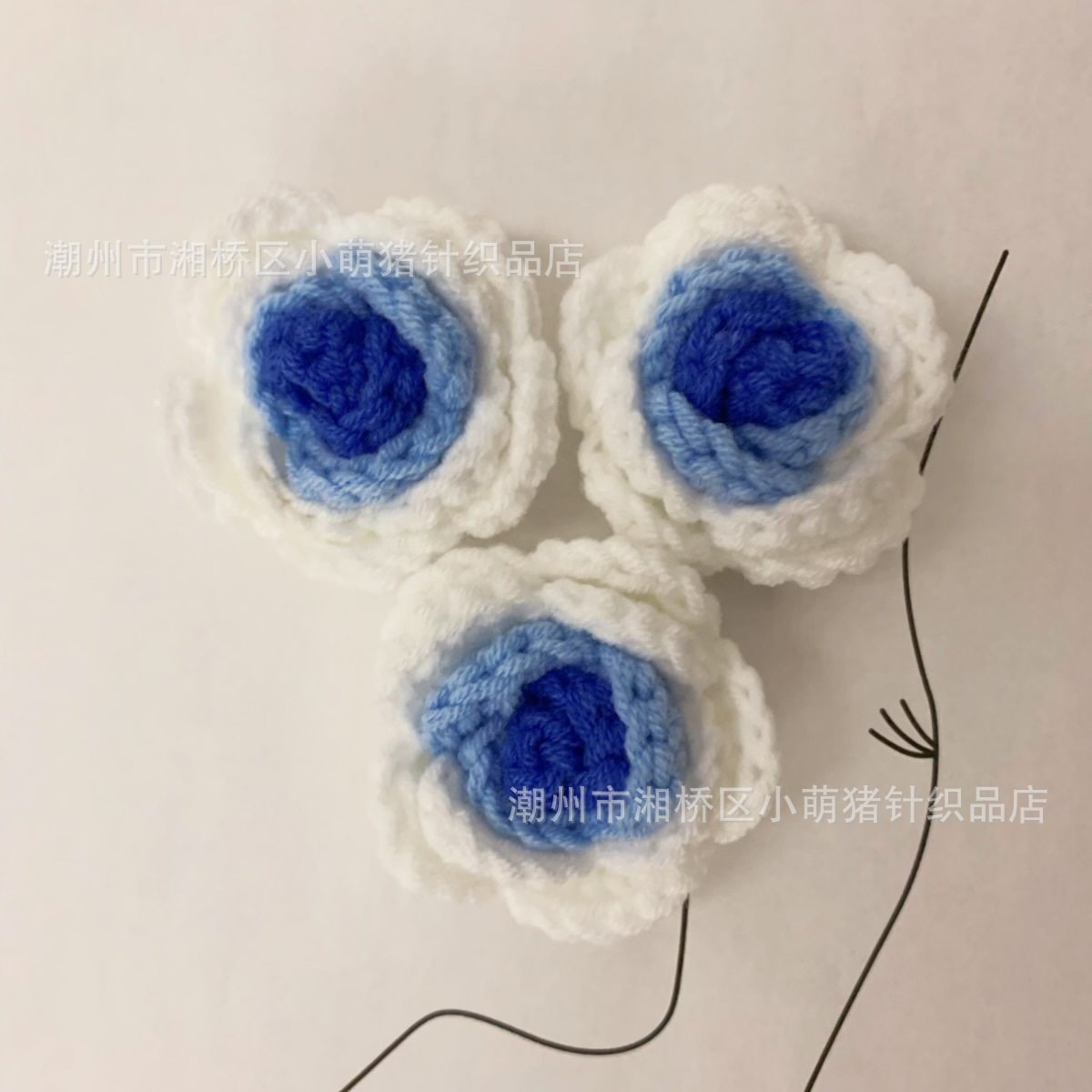 手工编织渐变玫瑰花头盆栽半成品毛线钩针花叶子花萼服装辅料,淘宝优惠券,粉丝福利购,淘宝优惠卷