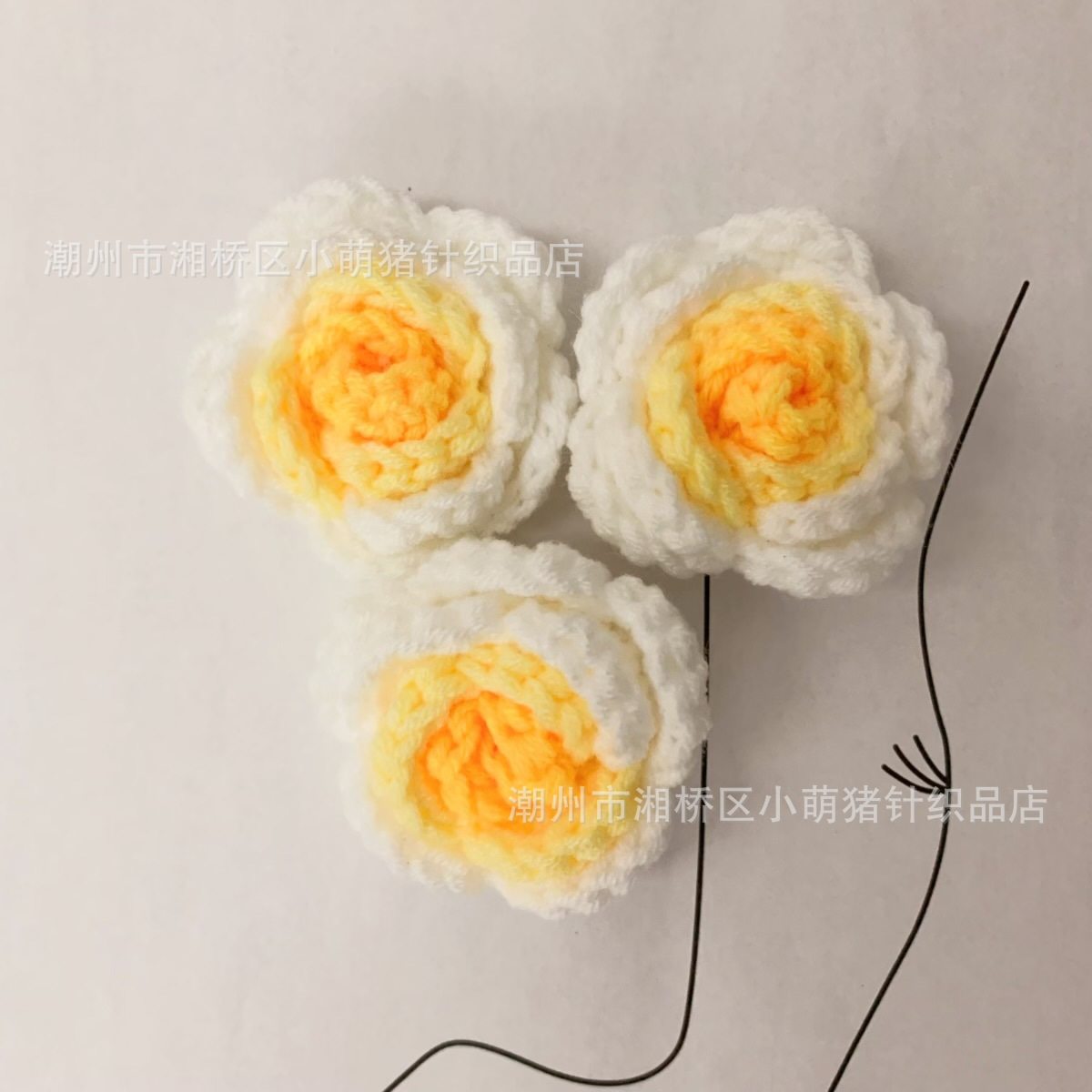 手工编织渐变玫瑰花头盆栽半成品毛线钩针花叶子花萼服装辅料,淘宝优惠券,粉丝福利购,淘宝优惠卷