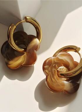 New Stainless Steel Circle Colorful Acrylic Resin Flower