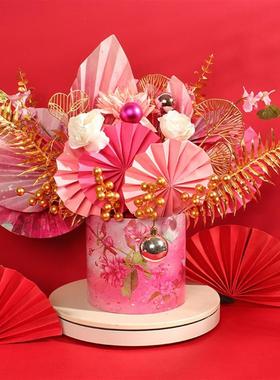 新年桌面摆件2026马年装饰品福桶喜庆抱抱桶乔迁新居发财果仿真花