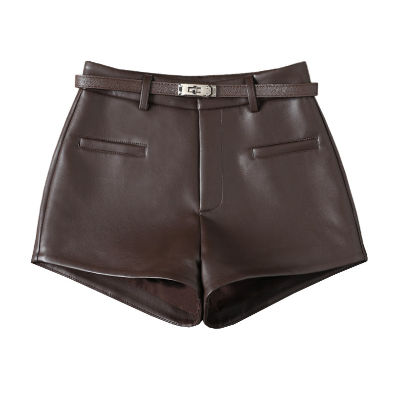 高级感小香风PU皮短裤女秋冬新款辣妹a字裤韩版时尚显瘦阔腿靴裤,淘宝优惠券,粉丝福利购,淘宝优惠卷