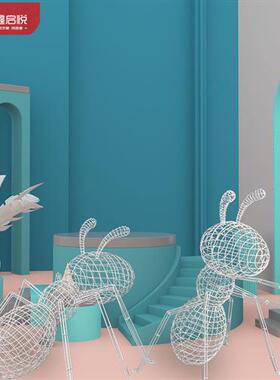 户外不锈钢镂空蚂蚁雕塑售楼花园林铁艺发光仿真昆虫景观装饰摆件