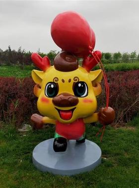 定制卡通雕塑超级小飞侠乐迪玻璃钢雕塑机器人商场动漫人物摆件商