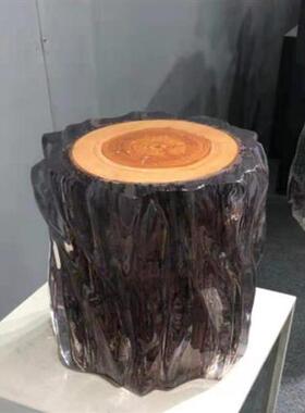 酒店前台透明树脂休闲吧台椅子摆件创意水晶玻璃艺术品凳子雕塑