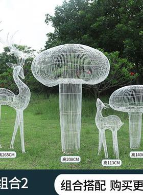 户外不锈钢镂空梅花鹿雕塑小区园林草坪售楼部铁艺长颈鹿装饰摆件