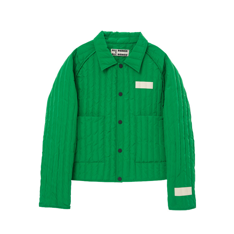 all beings绿色羽绒夹克都市潮绗缝 ALLBEINGS短外套