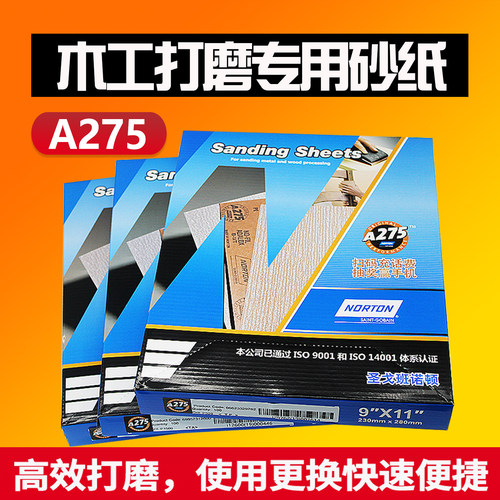 诺顿A275干磨砂纸油漆文玩抛光沙纸家具木工打磨砂纸漆面打磨神器 - 图0