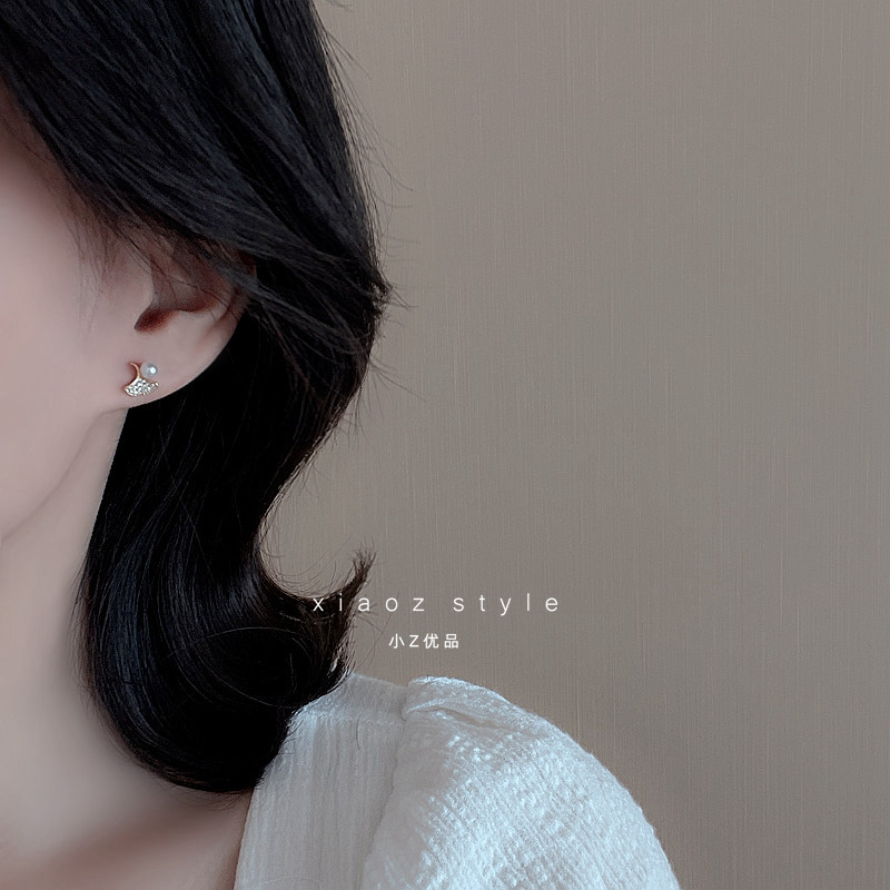 2026新款爆款耳环女精致小耳钉银杏叶仿珍珠耳坠巨好看小巧潮耳饰,淘宝优惠券,粉丝福利购,淘宝优惠卷
