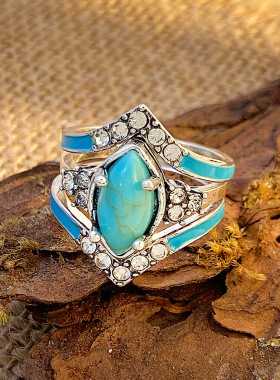 欧美复古绿松石套装戒指