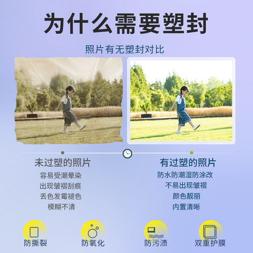 晨光塑封膜a4透明过塑膜过胶护卡膜3寸5寸6寸7寸封塑纸100张照片相片文件皮保护膜塑封机专用 - 图1