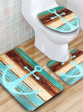 Bathroom Mat set Retro Style Anchor Non-Slip Carpet Tet Seat