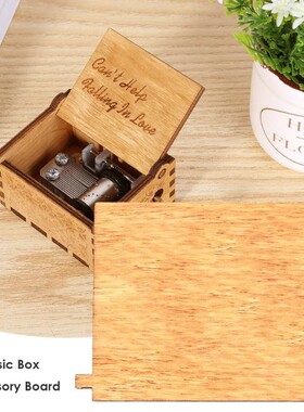 Wooden Hand Cranked Music Box Board Old Storage Box Style W